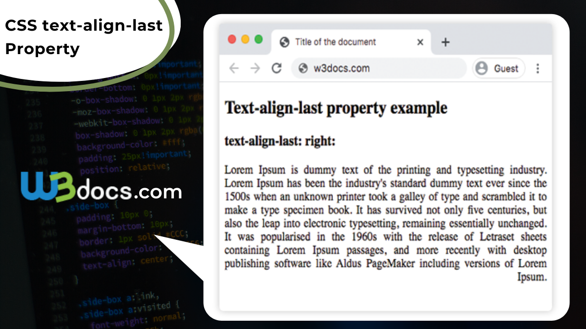 CSS Text align last Property Syntax Values Examples