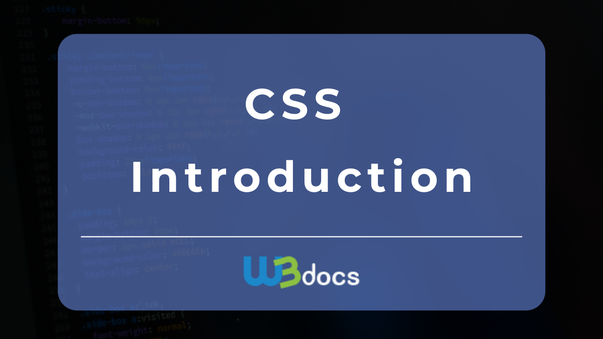 CSS Introduction | W3Docs Tutorial