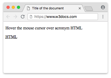 Html Acronym Tag Learn Html W3docs